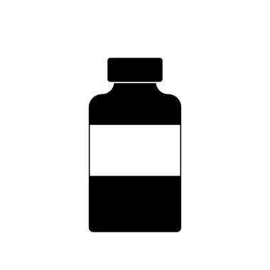 ilaç şişesi simgesi. Beyaz çizim