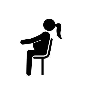 Beyaz arkaplanda simge çizimi için hamile kadın