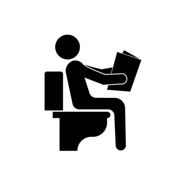 Man Sitting Toilet Newspaper Pictogram — Stock Photo, Image