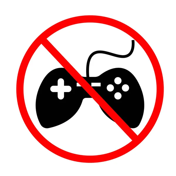 Gamepad Ikona Zákazu Červený Kruh Žádné Počítačové Hry Zákaz Znamení — Stock fotografie