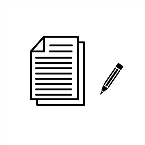 Paper Pencil Icon Line Art Style White Background — 스톡 사진
