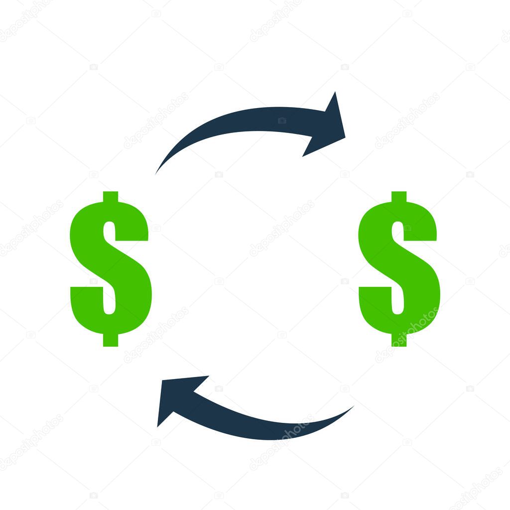 dollar exchange icon illustration on white