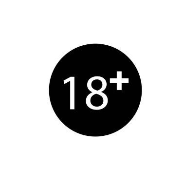 Beyaz üzerinde 18 + yaş sınırlama işareti illüstrasyonu
