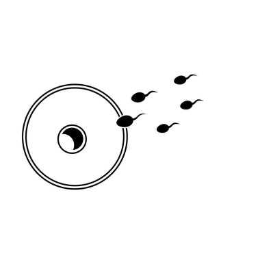 Beyaz üzerinde Sperm ve Yumurta çizimi