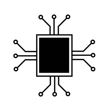 Beyaz üzerine İşlemci simgesi çizimi