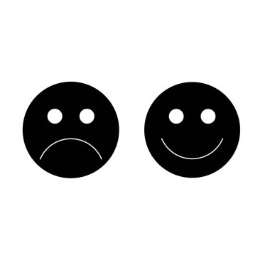 Gülen surat ve üzgün surat işareti. Emoji yüzü gülen simge çizgi sembolü