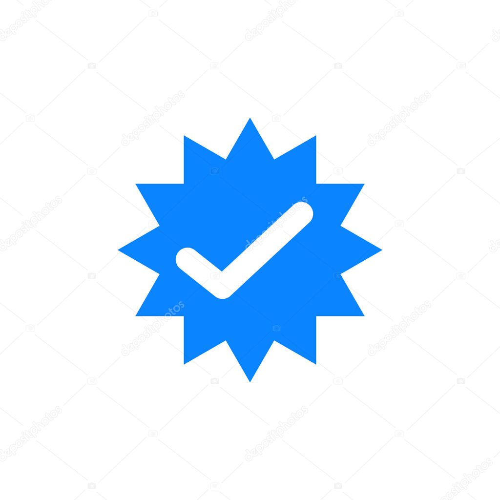 Blue check mark icon design, profile verified badge