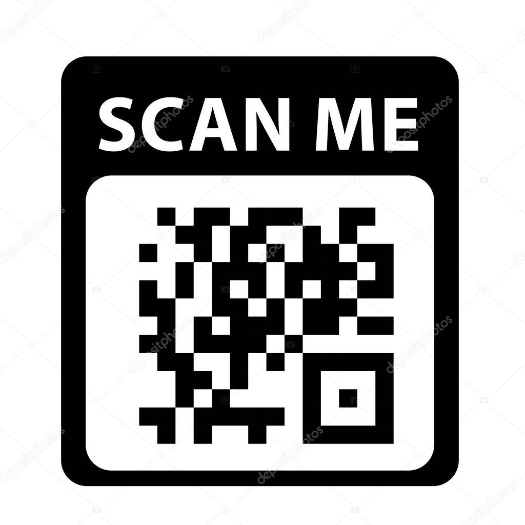 QR code icon for smartphone. Scan me. Code for online payment.