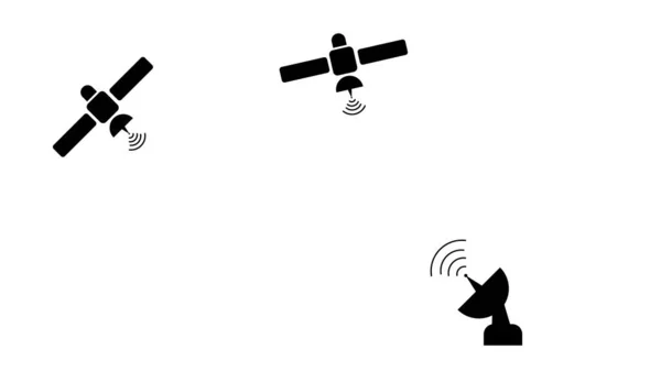 Satelliet Pictogram Illustratie Wit — Stockfoto