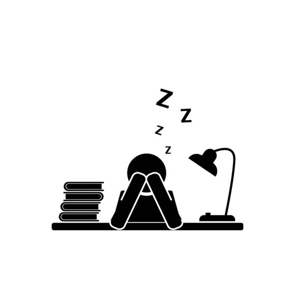 Втомлений Працівник Спить Офісі Плоска Ілюстрація — стокове фото