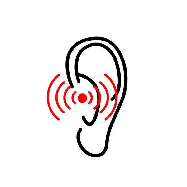 Ακουστικό Πόνο Εικονίδιο Πόνος Στο Αυτί Φλεγμονή Γραμμικό Σημάδι Απομονωμένο — Φωτογραφία Αρχείου
