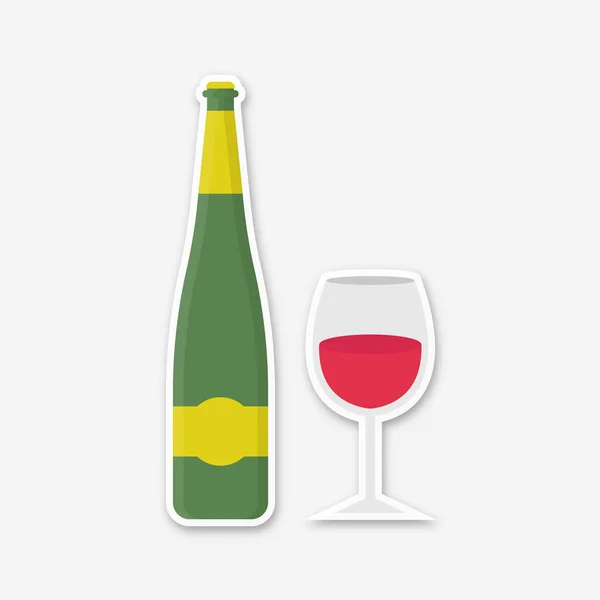 Glass Red Wine Doodle Icon Sticker — Stock Photo, Image