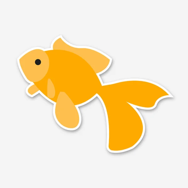 Gold Fish Sticker Isolated White Background — Stock Photo, Image
