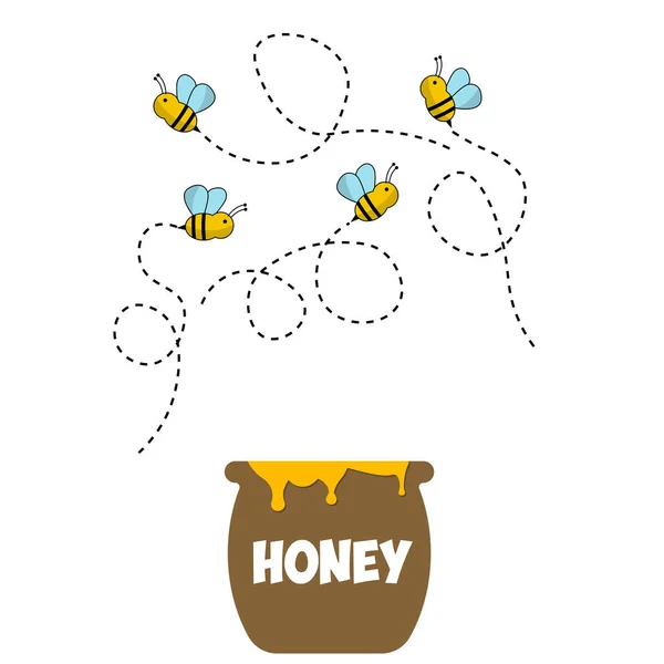 Bienensymbol Cartoon Niedliche Biene Isoliert Auf Weiß Illustration — Stockfoto