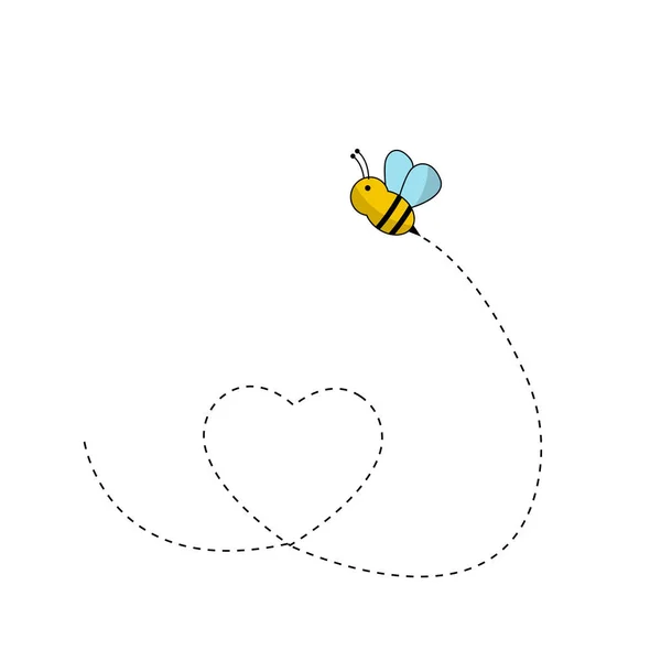 Бджола Літає Серцеподібному Пунктирному Шляху — стокове фото