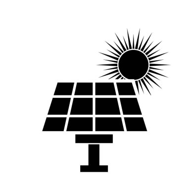 Beyaz üzerine proje illüstrasyonunuz için güneş paneli simgesi