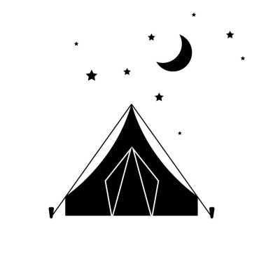 Safari av çadırı ikonu. Basit illüstrasyon
