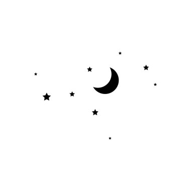 Gece simgesi, ay ve yıldız simgesi logo şablonu