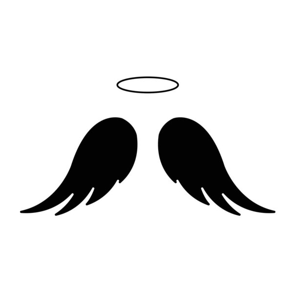 Black silhouette of angel wings, illustration,