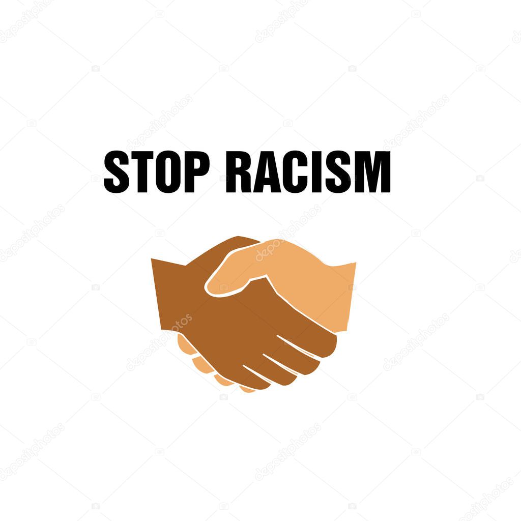 Stop racism hand icon inside to show stop racism concept.