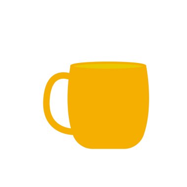 Sarı seramik bardak beyaza izole edilmiş.