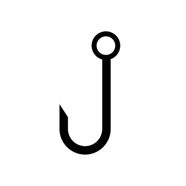 Balık oltası ikonu. Beyaz arkaplanda düzenlenebilir simge.