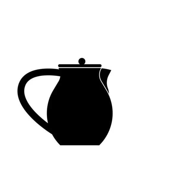 Illustration Silhouette Noire Une Théière Une Tasse — Photo