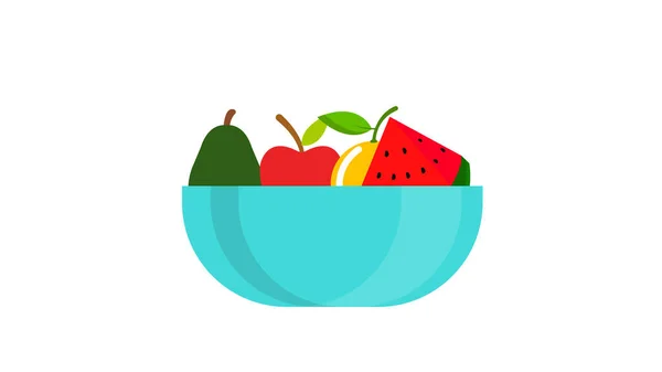 Skål Med Frukt Ikon Illustration Vitt — Stockfoto