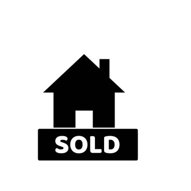 Ev satıldı. Beyaz arkaplanda düz resimleme