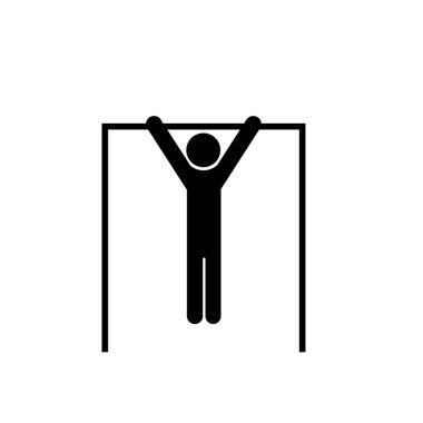 Egzersiz piktogram tasarımı yapan adam, izole edilmiş düz simge 