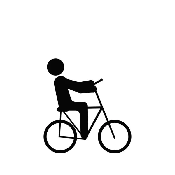 孤立した自転車のアイコン 道路標識上のライダーと自転車のシルエットシンボル — ストック写真