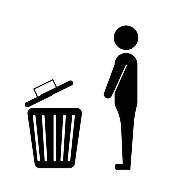 Çöp kutusu simgesi logo çizim şablonu