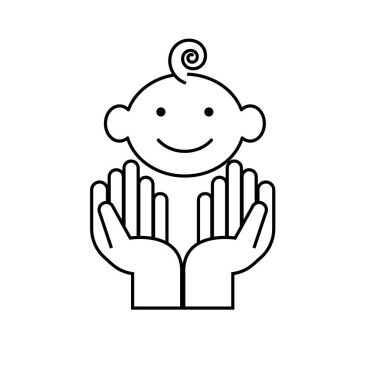 Bebek silueti, stilize çizgi logosu. Sevimli basit illüstrasyon.