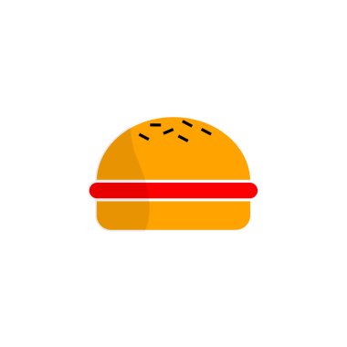Beyaz üzerine Burger logosu fast food simgesi çizimi