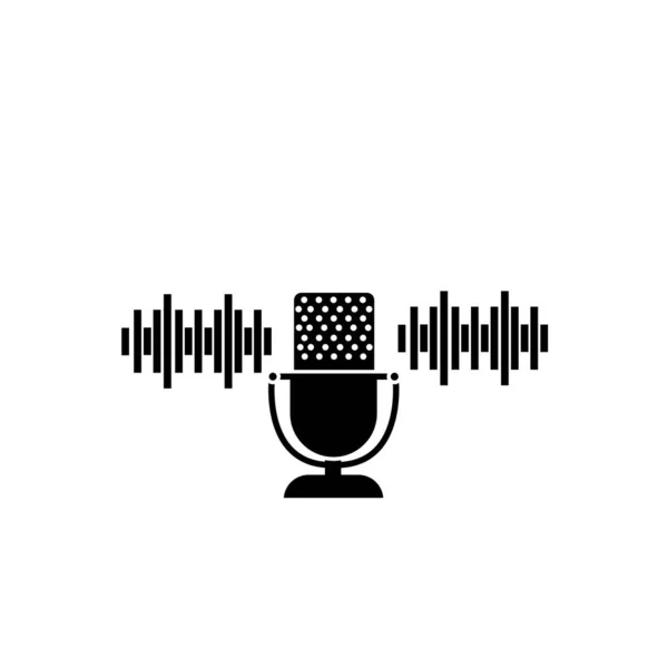 Mikrofon Med Ljud Vågs Isolerad Ikon — Stockfoto