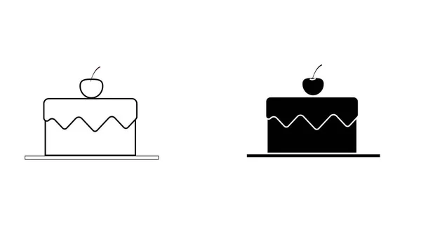 Ikona Tort Urodzinowy Ilustracja Białym — Zdjęcie stockowe