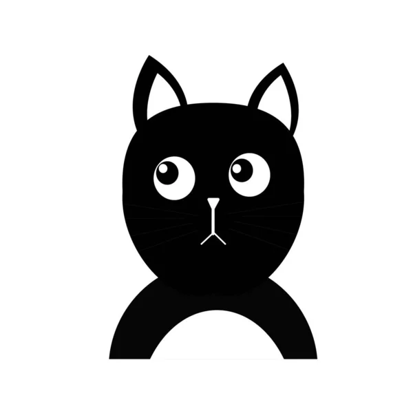 Чорний Милий Сидячий Кіт Кошеня Мультфільм Кошеня Персонаж — стокове фото