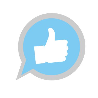 beyaz üzerinde başparmak Simgesi, düz tasarım çizimi illüstrasyonu