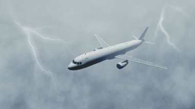 Lightning'ler ile fırtınalı bulutlar uçak uçar