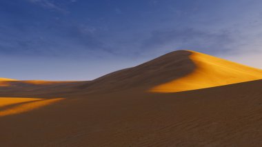 Sandy dunes günbatımında bir çölde