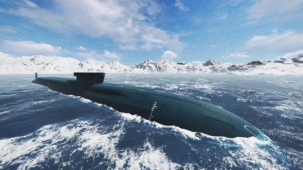 Submarino nuclear nas águas do norte — Fotografia de Stock