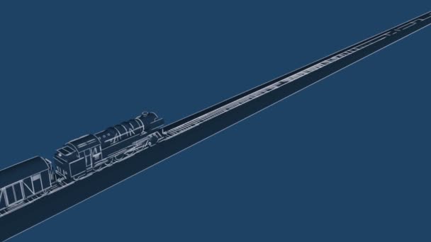 Velho trem a vapor passando por animação de desenhos animados — Vídeo de Stock