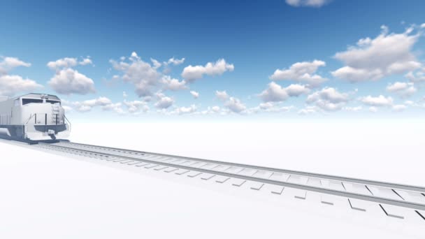 Train de marchandises blanc abstrait animation 3D — Video