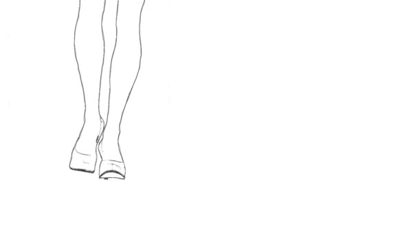 Sexy weibliche Beine in High Heels umreißen Skizze loopable Animation — Stockvideo