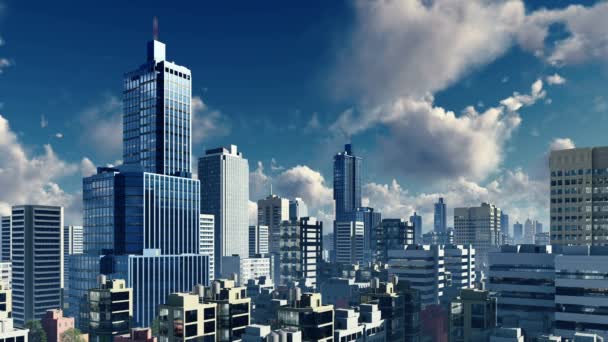 Nubes diurnas sobre gran ciudad skyline animación 4K — Vídeo de stock