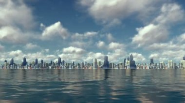 Soyut manzarası cityscape yansıma su 4k