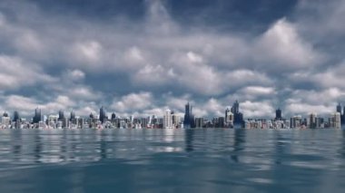Su zaman atlamalı 4k görünümünden soyut cityscape