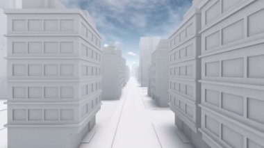 Beyaz Şehir boş sokak 4 k animasyon soyut