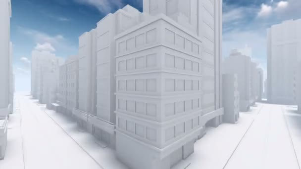 Vol à travers abstrait ville blanche rue animation 4K 
