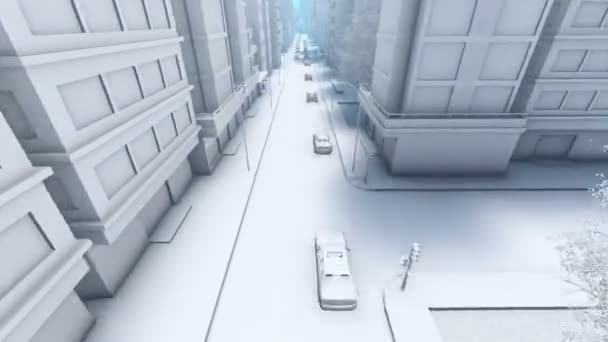 Vuelo a través de la ciudad abstracta blanca centro de animación 4K — Vídeo de stock